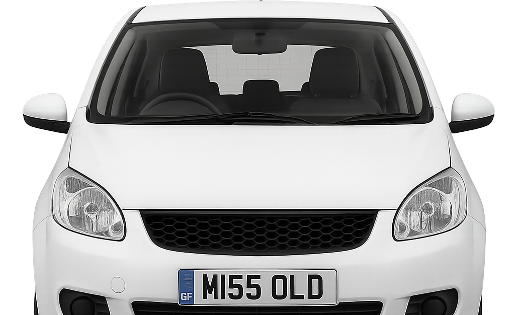 White car with MI55 OLD number plate - mis-sold car finance